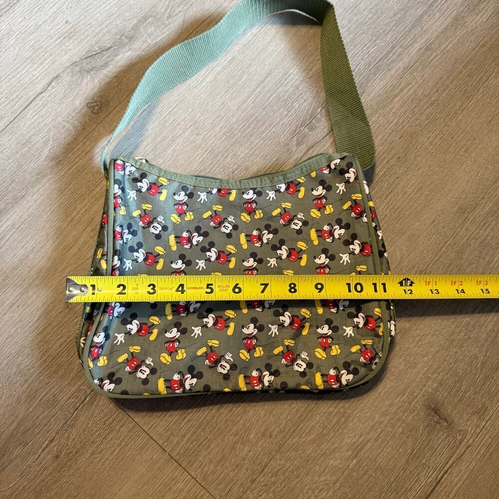 Disney Mickey Mouse Olive Green Nylon Shoulder Bag Purse - Picture 6 of 7